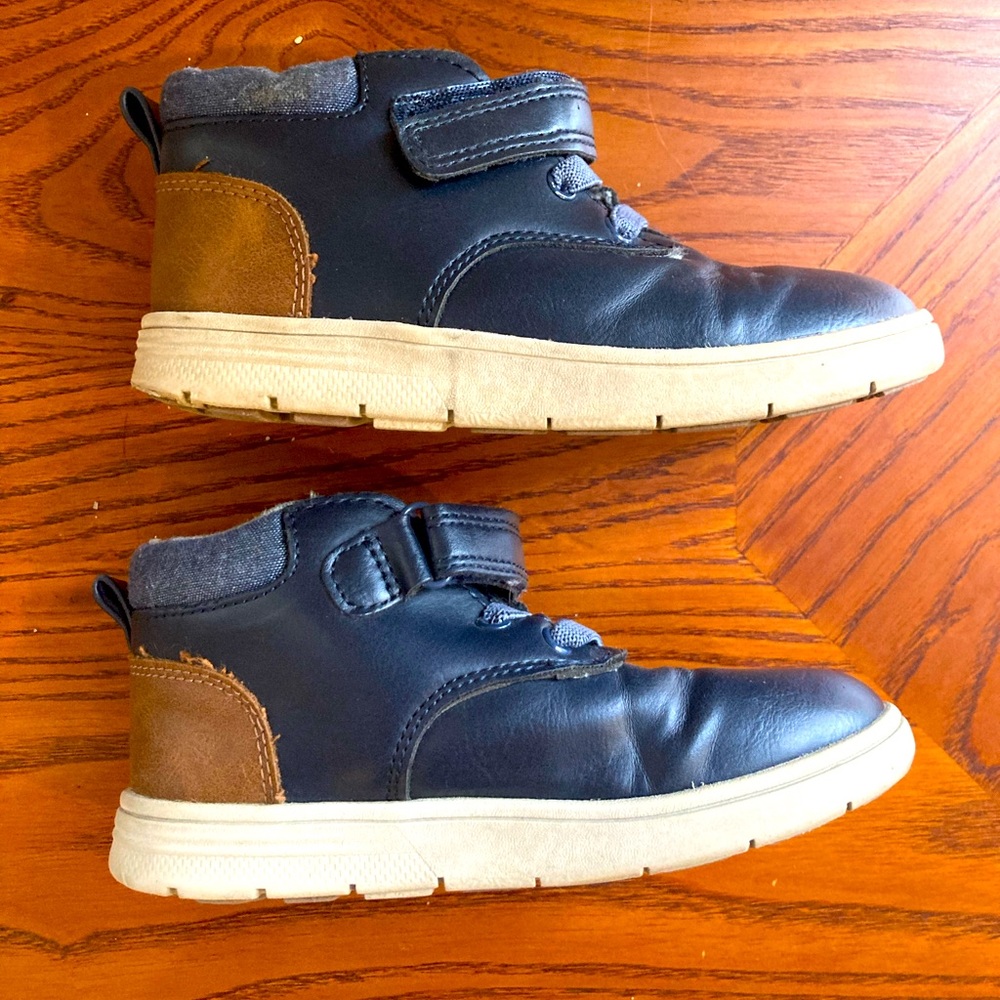 Little Kids Navy and Brown Leather Boots Cat & Jack size 10